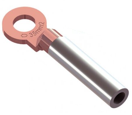 Figura 4: Terminal bimetálico para conexões de alumínio e cobre, próprio para compressão. Uma boa fixação é essencial para garantir a durabilidade do condutor.