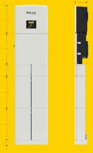 Célula vertical composta por inversor on-grid, Matebox e banco de baterias. Fonte: Solax Power/reprodução