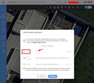 Seleção da camada (layer) associada aos elementos que serão importados