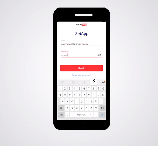 Ingresse no aplicativo SetApp com seu login e senha