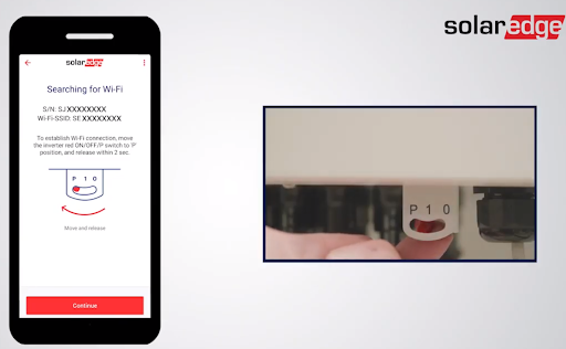 Segure o botão on/off do Synergy Manager na posição “P” durante 2 segundos