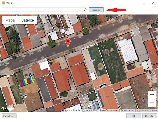 Figura 2 – Definição da localização do projeto FV