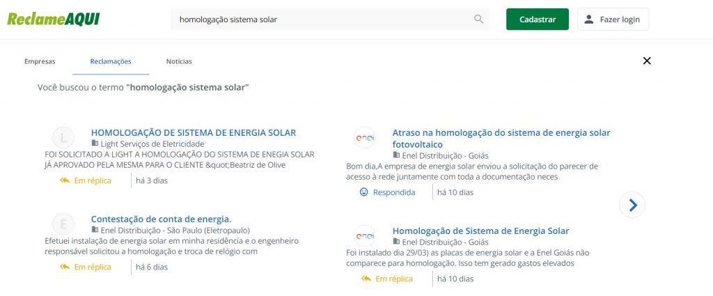 Homologação de sistemas FV