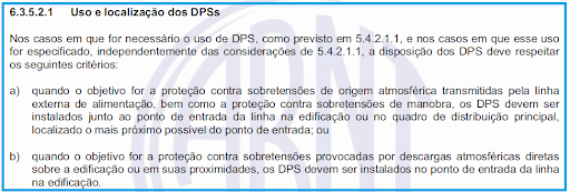 Figura 3- Trecho da norma 5410 que fala sobre a localização do DPS. Fonte: ABNT NBR 5410