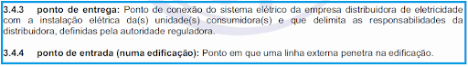 Figura 1 – Definição de ponto de entrega e ponto de entrada. Fonte: NBR 5410