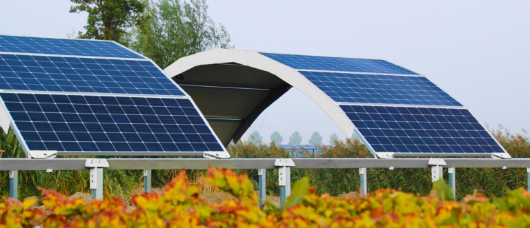 Projetos de pesquisa como o sistema de arco modular mostram que a agrovoltaica agora também está sendo levada a sério como uma perspectiva para o futuro na indústria. Fonte: GOLDBECK SOLAR GmbH