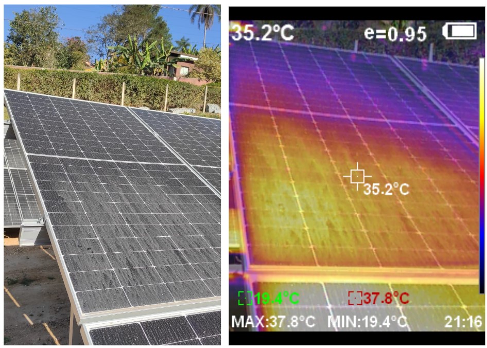 Imagem 1: Módulo e imagem através de câmera termográfica