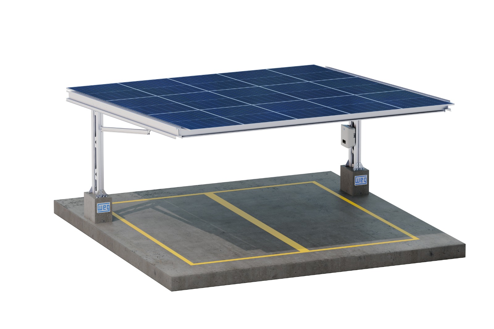 Estruturas metálicas da WEG contam com carport. Foto: Reprodução