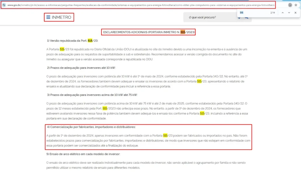 Esclarecimentos adicionais (Portaria INMETRO n. 515/2023). Fonte: INMETRO