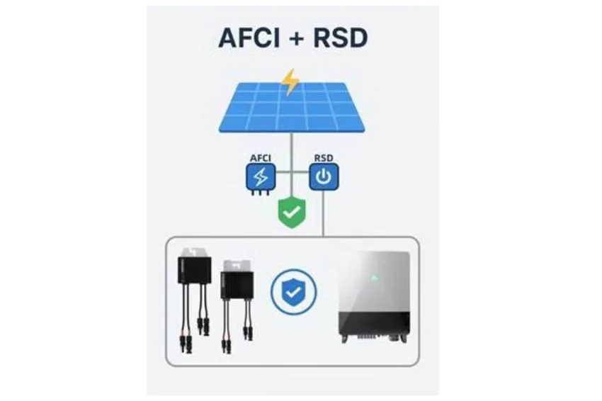 Solução de dupla proteção com AFCI e desligamento em nível de módulo 